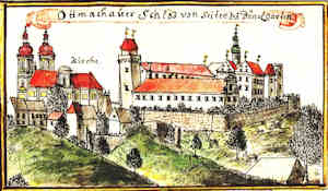 Ottmachauer Schlos von seiten des Dnelgarten - Zamek, widok oglny od strony parku